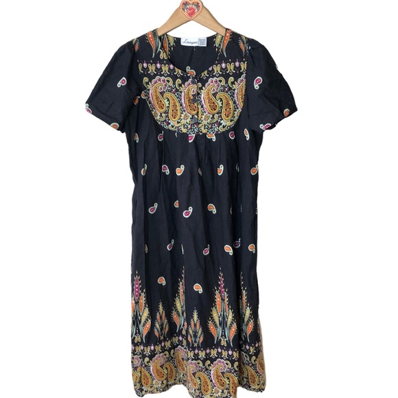 Loungees Dresses Loungees Mixed Paisley Print Cotton Lounger Muumuu